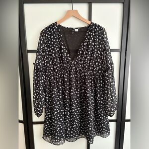 H&M Black Dress with White Floral Accents
